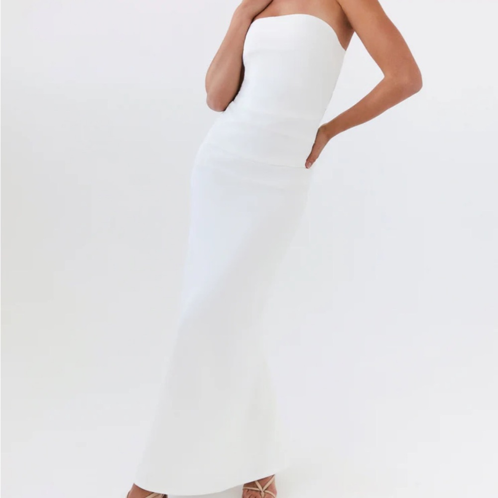 Peppermayo Strapless White Maxi Dress